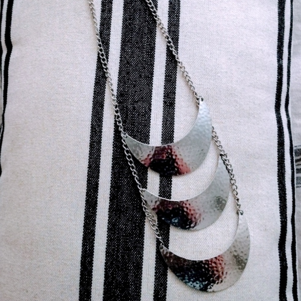 Statement Three Plate Silver Necklace - image 2